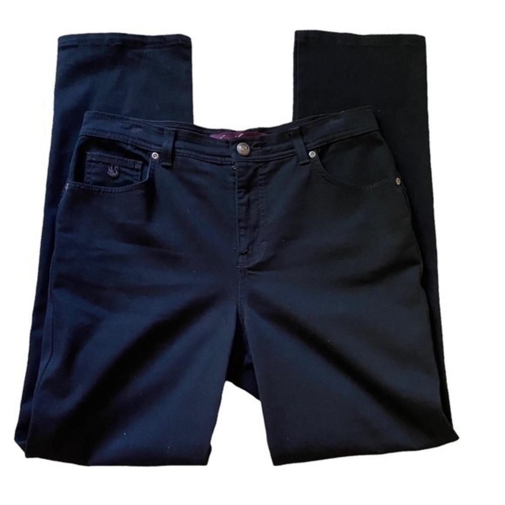 Gloria Vanderbilt Black Denim Straight Leg High Waisted Stretch Jeans 8 NWOT